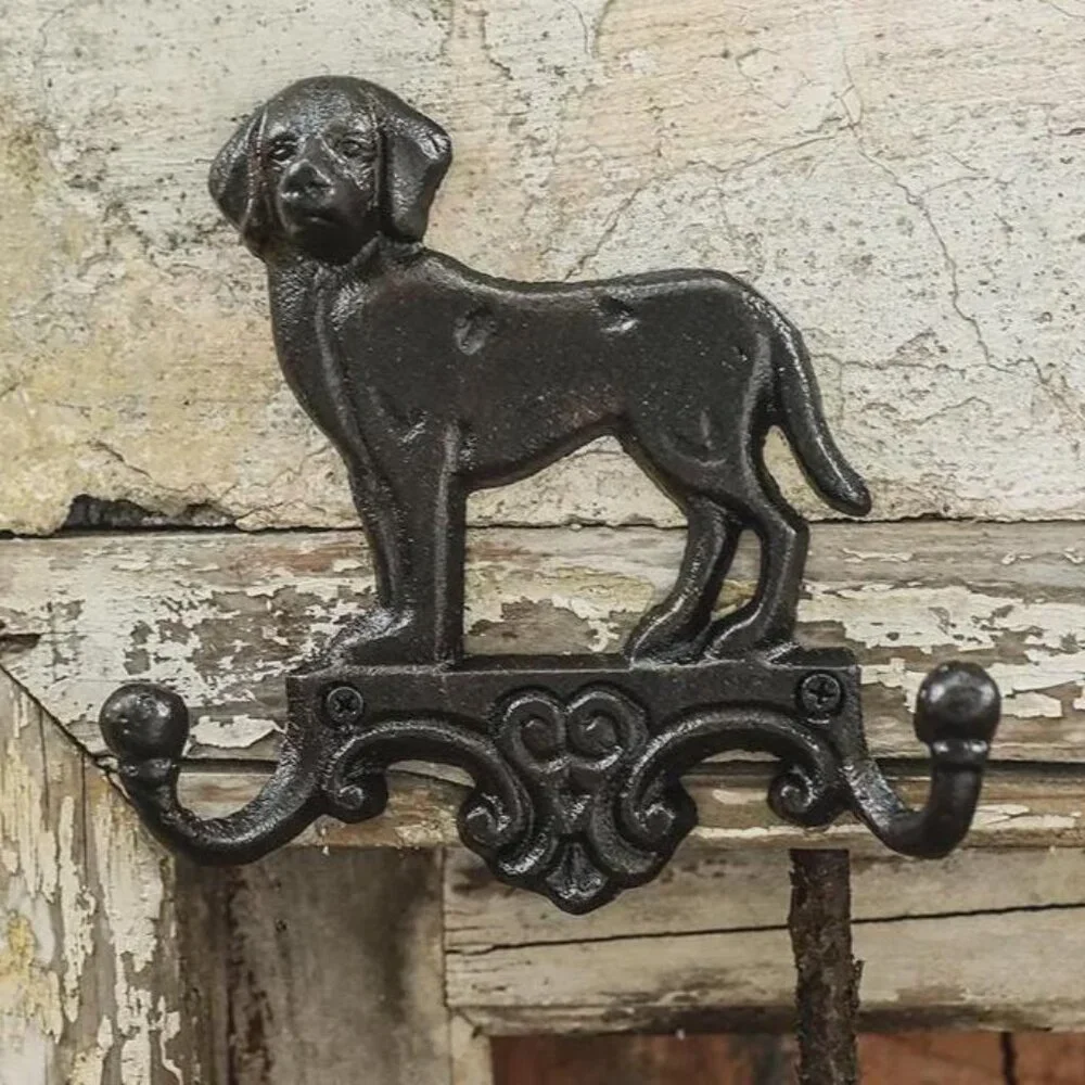 Cast Iron Dog Wall Hook Rustic Farmhouse Coat Hooks Vintage Style Entryway Decor
